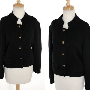 Vintage 60s Saks Fifth Avenue Black Wool Cardigan